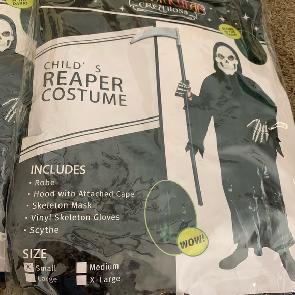 A pair of child grim reaper costumes Small and Medium Kids scary New - Picture 3 of 3